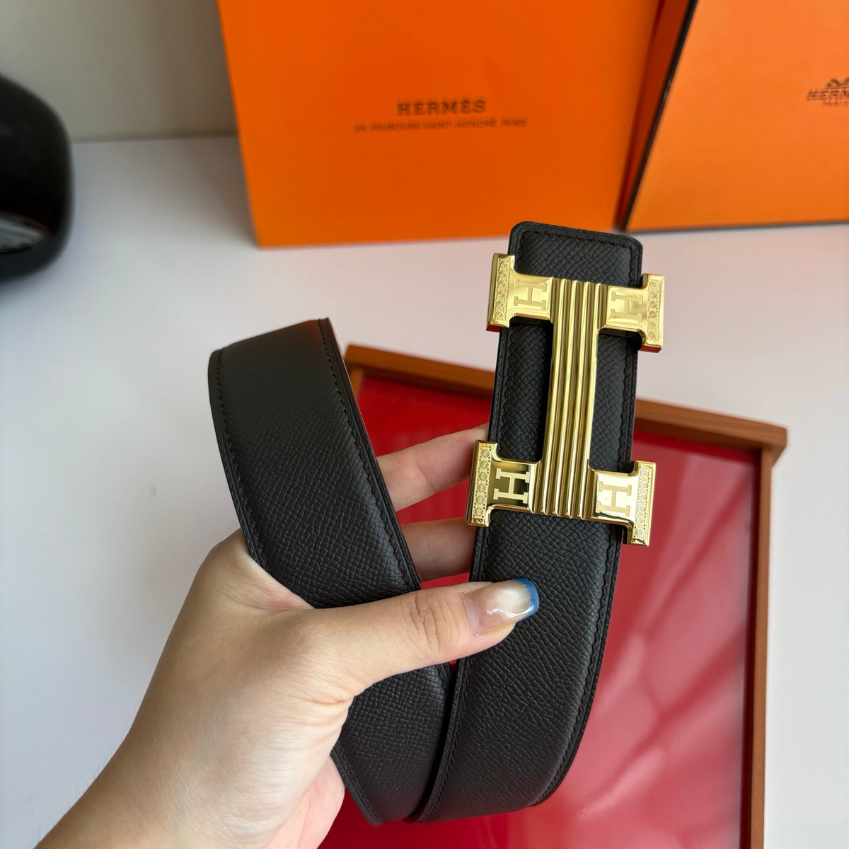 Hermès H Buckle Reversible 38 mm, обратная сторона ремня